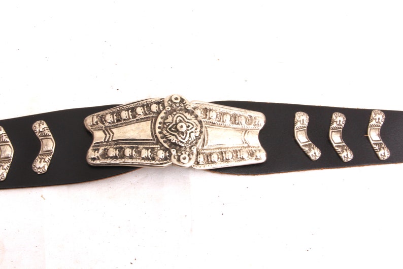 Vintage Silver Massive Buckle Belt Boho Belt Jim Morrison Style Belt Unisex Belt Gift Idea