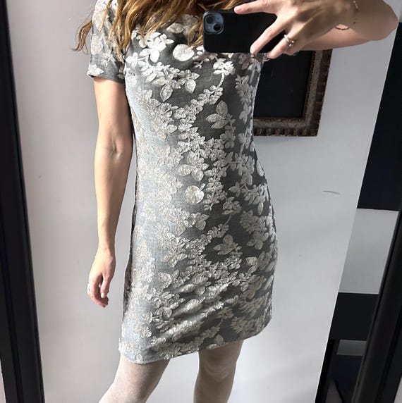 90s Silver Velour Floral Mini Dress, Bodycon, Tight, Evening Dress, Size  S/36 - Etsy Israel