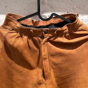 Vintage bruna läderbyxor, höga bohemiska byxor, lantlig, casual, västerländskt mode, XS bild 9