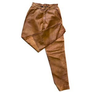 Vintage bruna läderbyxor, höga bohemiska byxor, lantlig, casual, västerländskt mode, XS bild 6