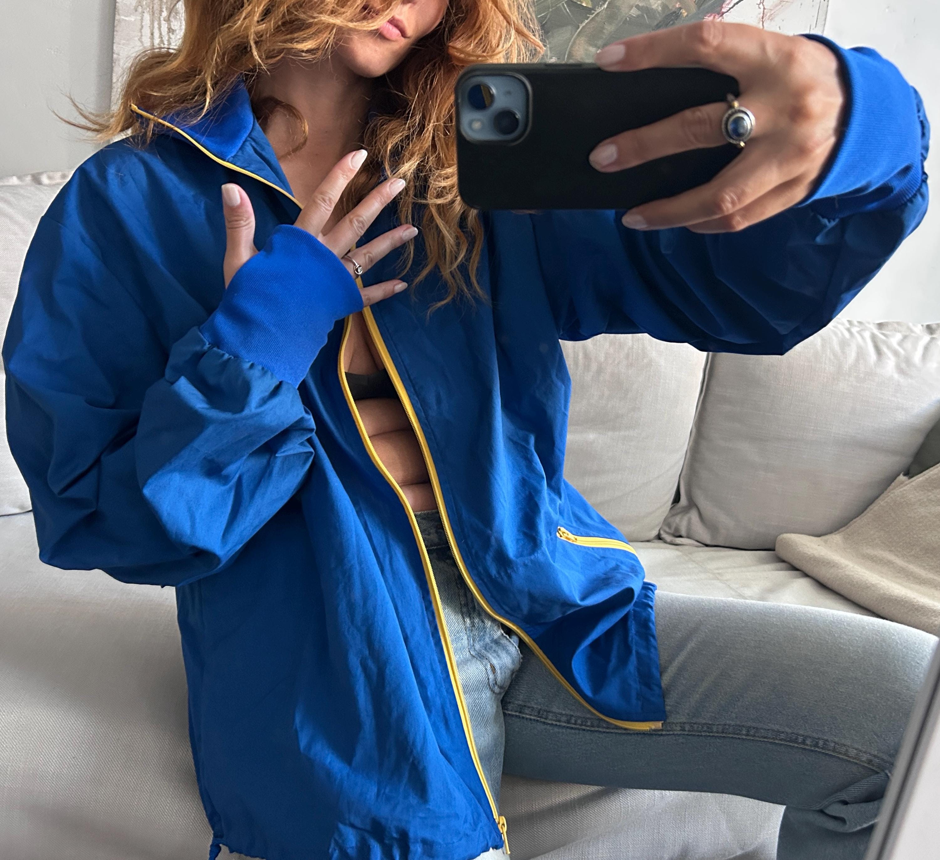 Retro 70s Sport Jacket / Zip Cotton Jacket / Street Stye