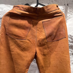 Vintage bruna läderbyxor, höga bohemiska byxor, lantlig, casual, västerländskt mode, XS bild 13