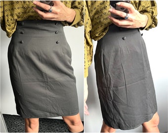 High Waisted Gray Skirt / Classy Minimalistic Skirt / Elegant Minimal Office Business School Skirt - S