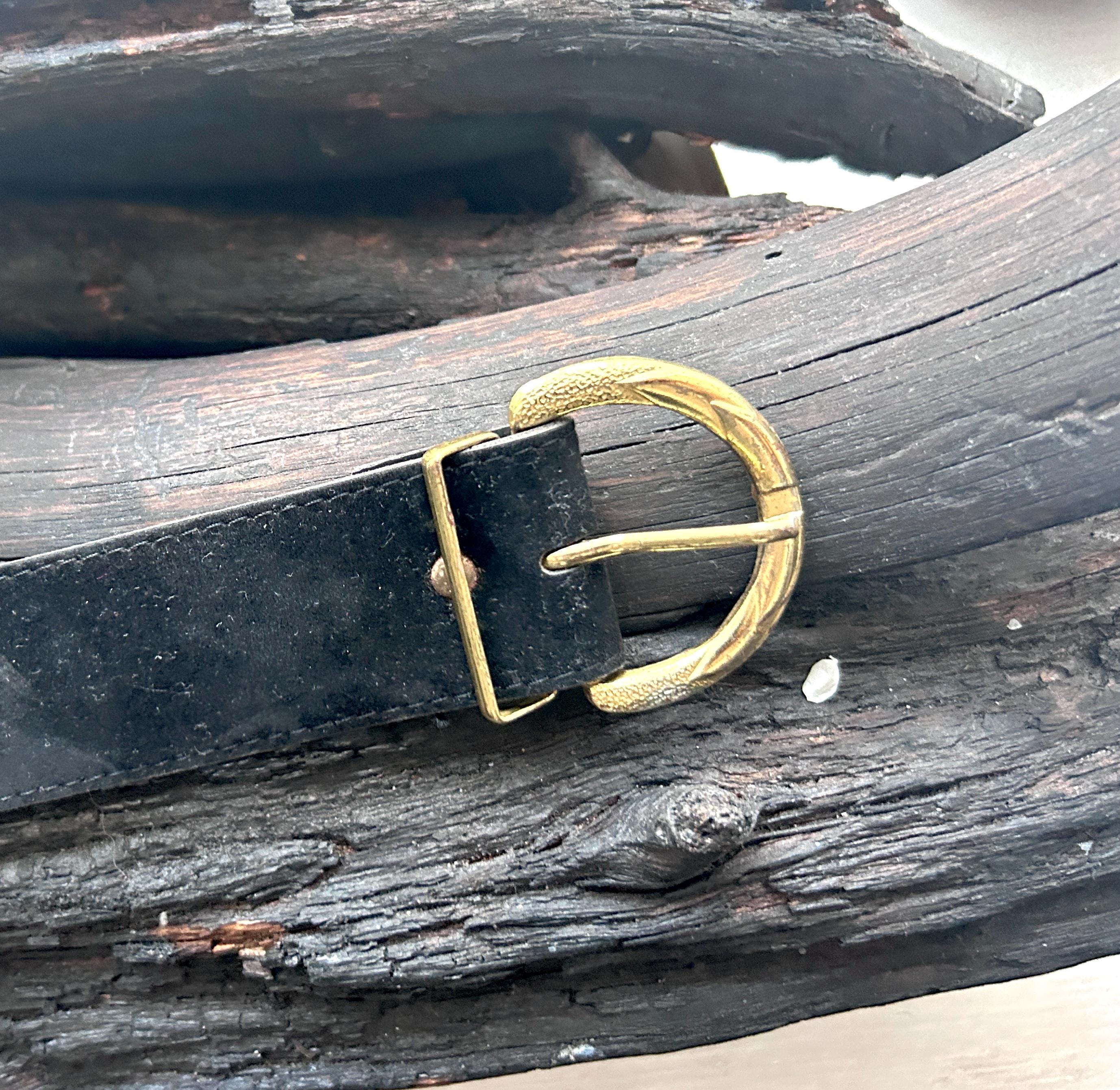 90s Glam Black Suede Belt With Round Gold Metal Buckle - Etsy