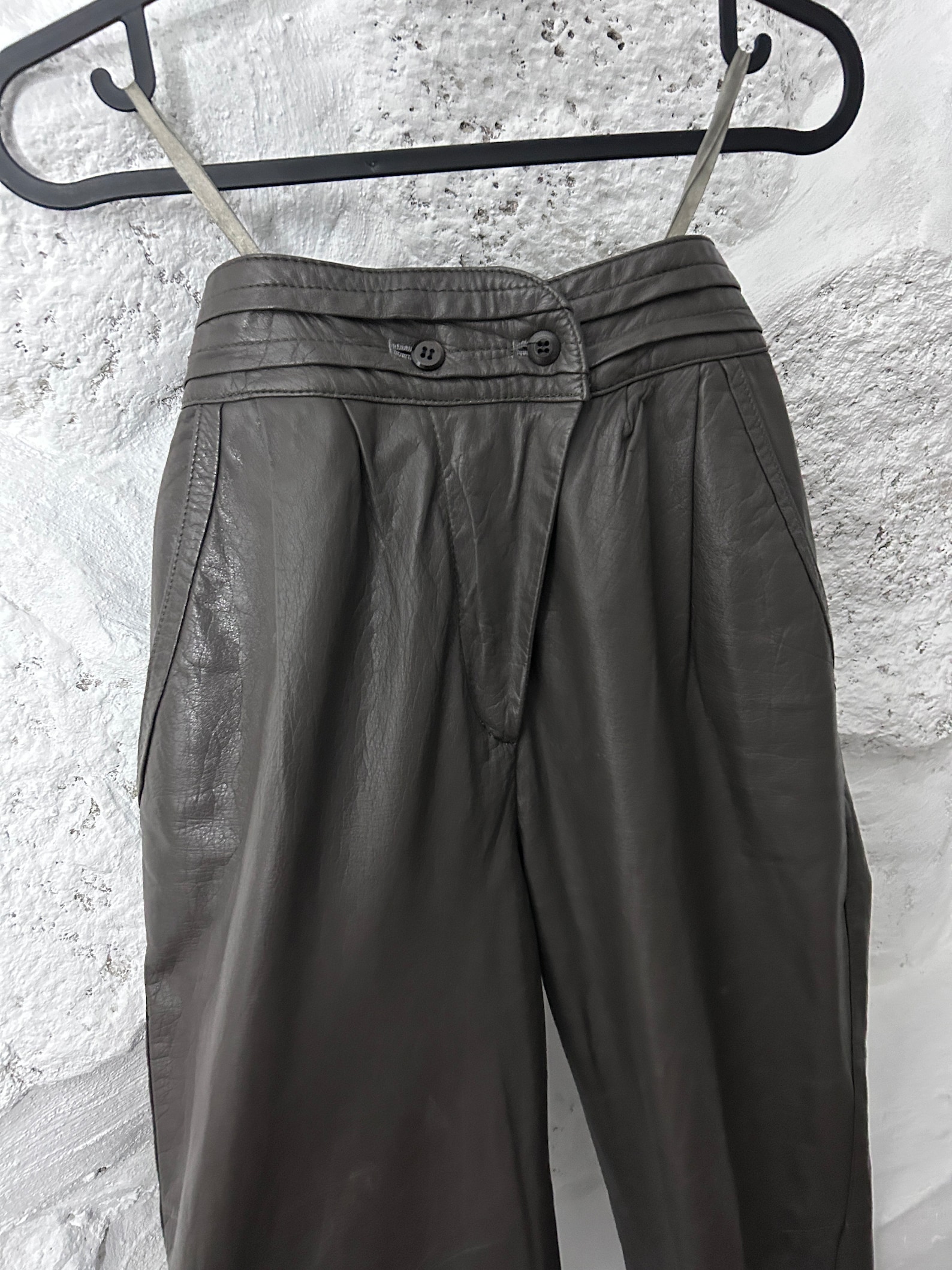 80’s Black High Waist Suede Leather Pants by Live A Little main image 0
