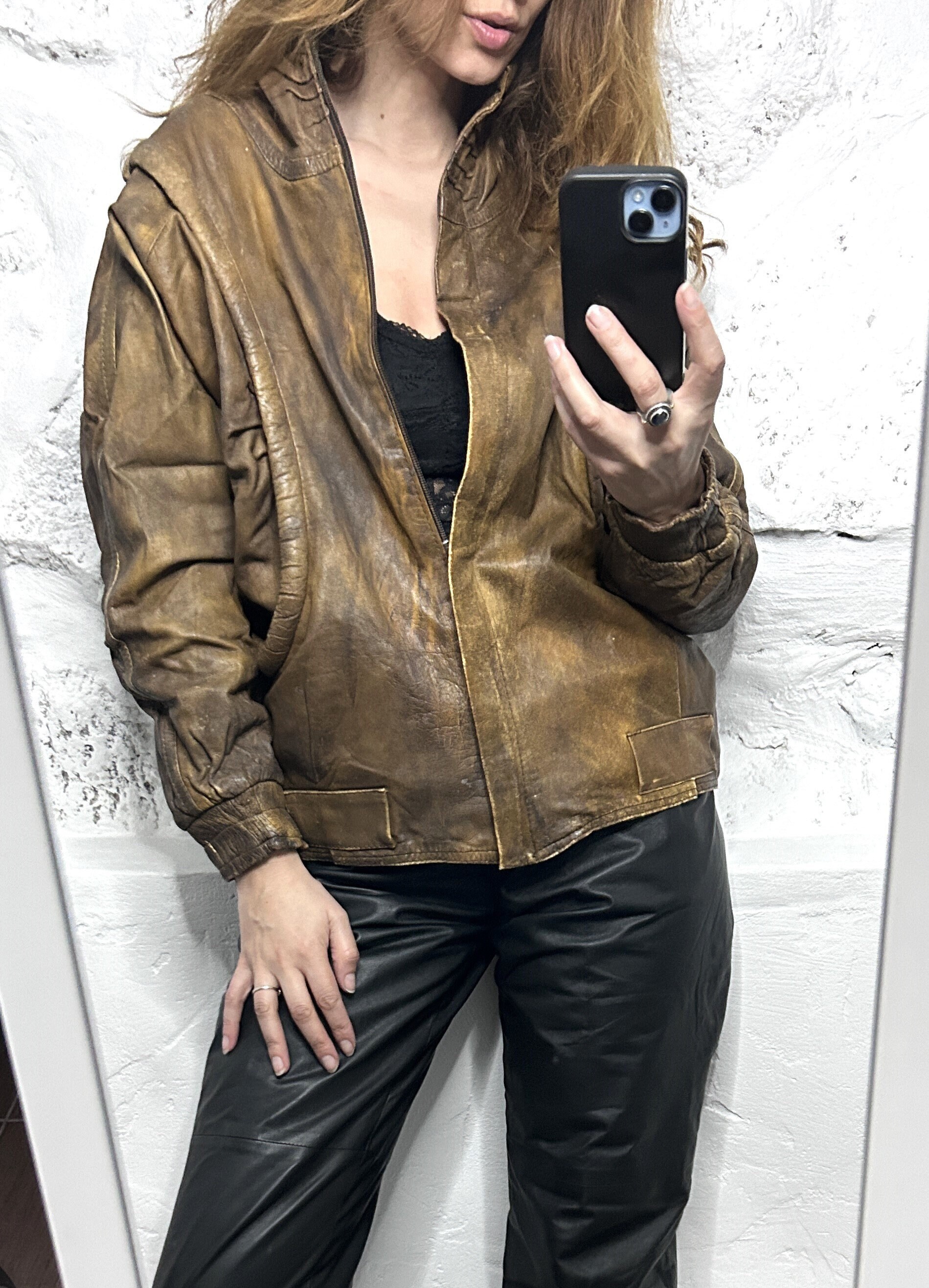 80s Leather Bomber - Etsy 80s Leather Bomber - Etsy