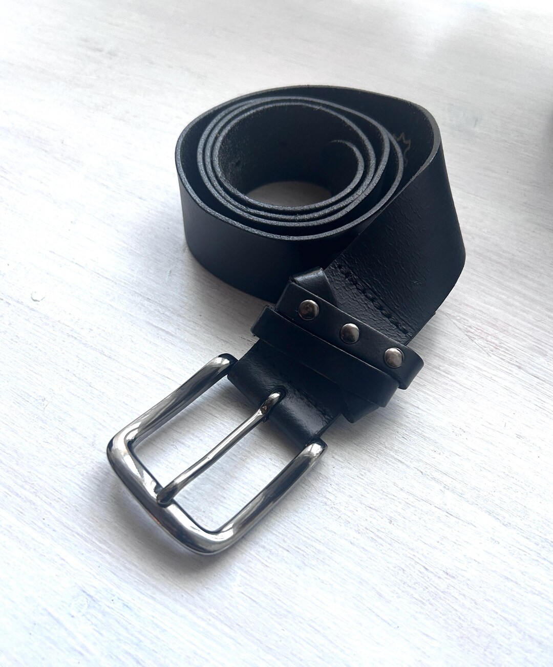 VTG Y2K Mundi Black Belt with Silver Buckle Y2k Belt Y2k Accessories Acubi Fashion Moon Emo Belts Men  main image 4