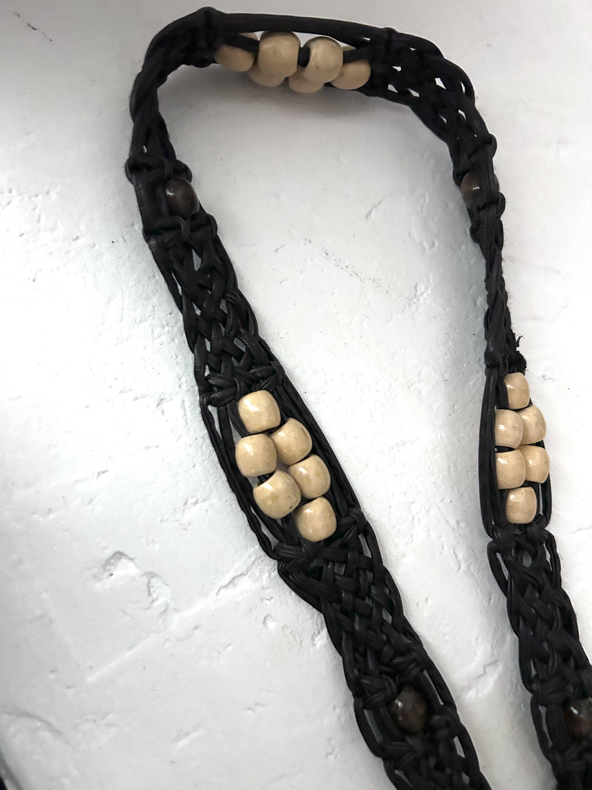 Handmade Bali Beaded Wood Ethnic Boho Tassel Belt Beads Cotton Fringe BALI JUTE TRIPLE BEADED FRINGE - BURLAP - Samuel and Sons main image 4