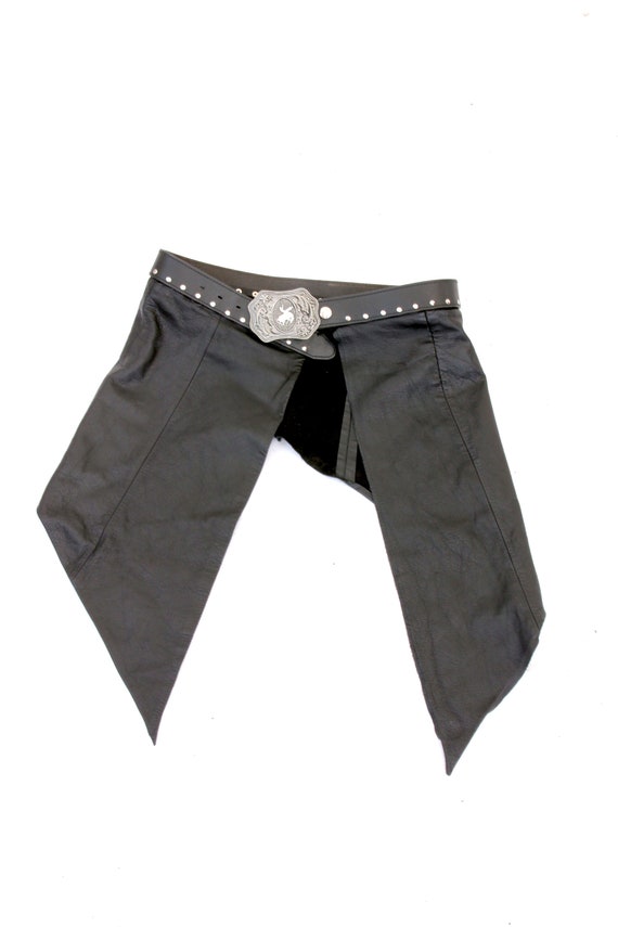 Goth Asymetrical Skirt / Leather Wrap Skirt / West