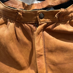 Vintage bruna läderbyxor, höga bohemiska byxor, lantlig, casual, västerländskt mode, XS bild 8