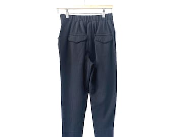 Capri vintage grigio spina di pesce Claccy, abbigliamento basic minimalista, pantaloni cropped, taglia S