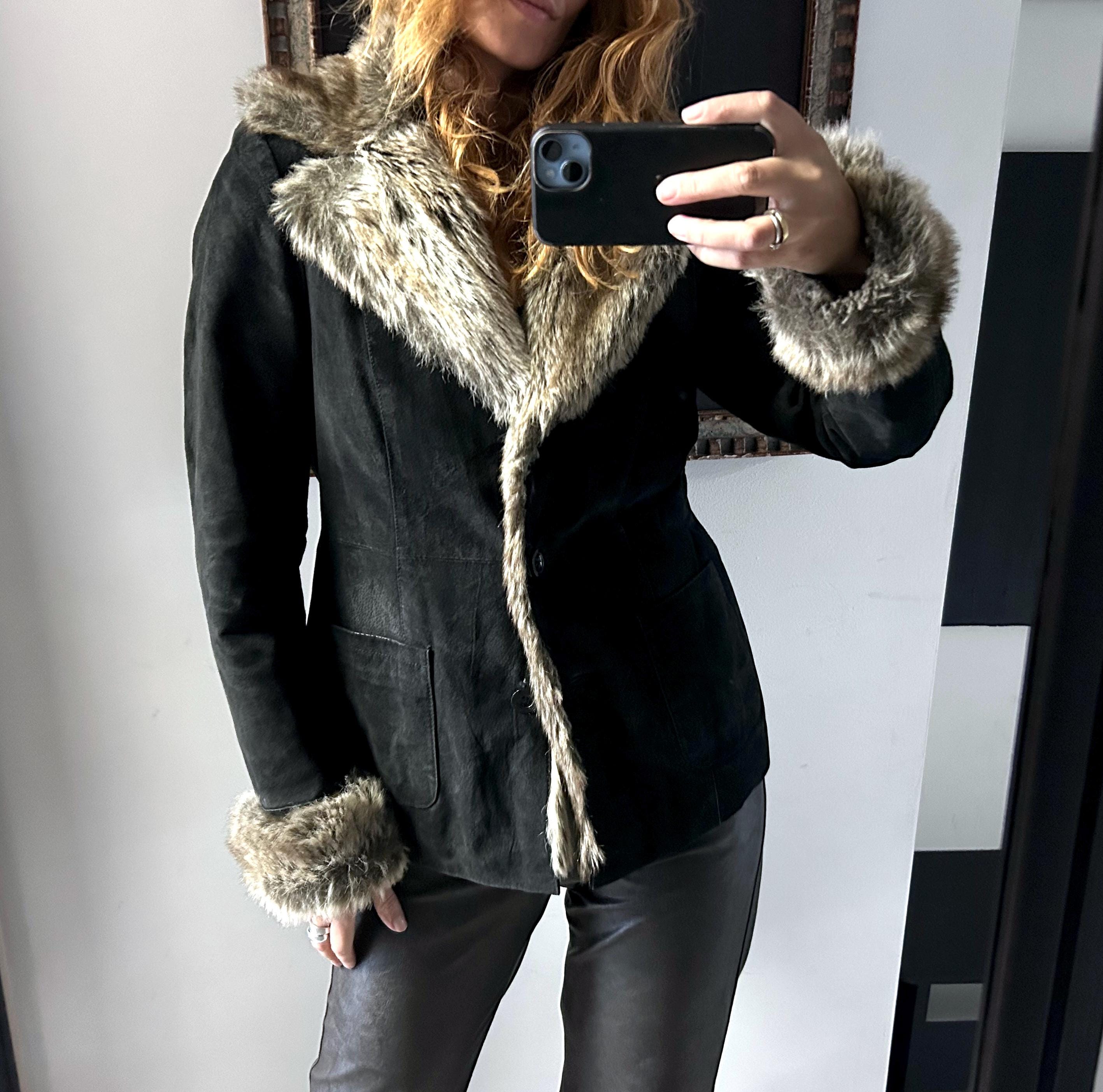 ジャケット・アウター S fur jacket short theredthread black