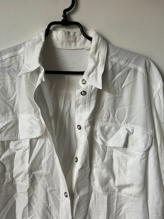 White Long Shirt / Oversized Short Sleeve Top / F… - image 6