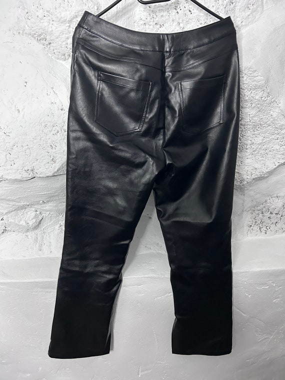Eco leather Black Pants / Cropped Trousers With S… - image 8