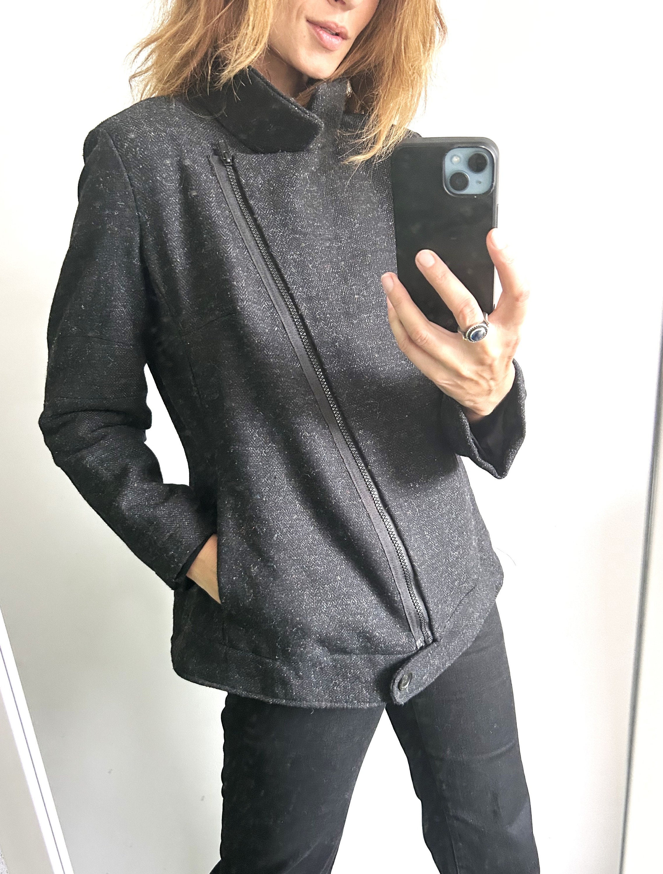 Grey boucle deals jacket