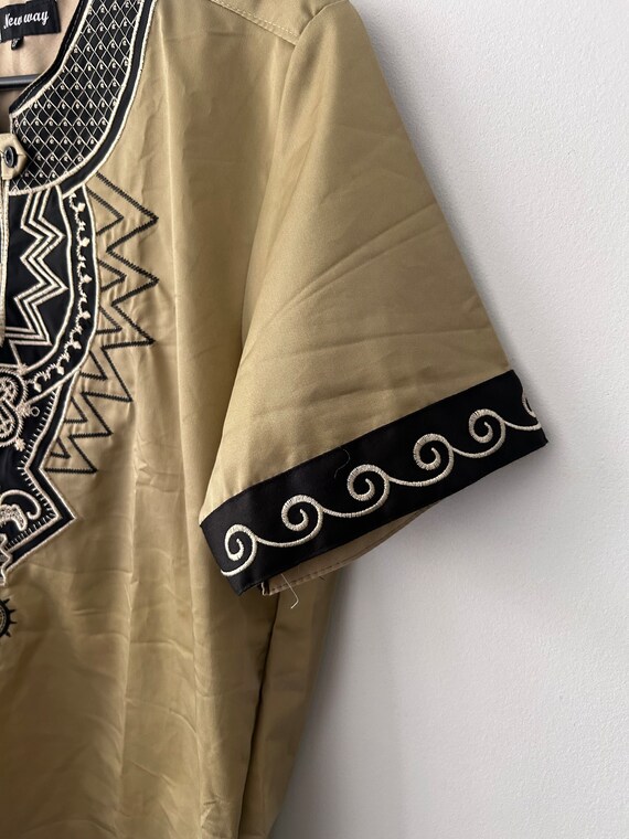 Embroidered Boho Chic Tunic / Ornamented Cacao Bl… - image 6