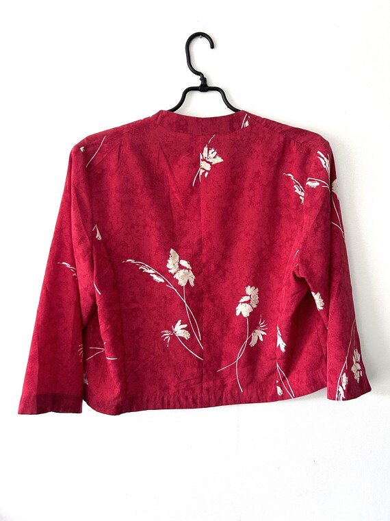 Feminine Crop Jacket / Delicate Red Jacket / Half… - image 8