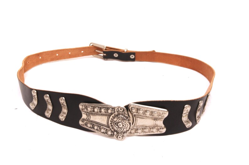 Vintage Silver Massive Buckle Belt Boho Belt Jim Morrison Style Belt Unisex Belt Gift Idea