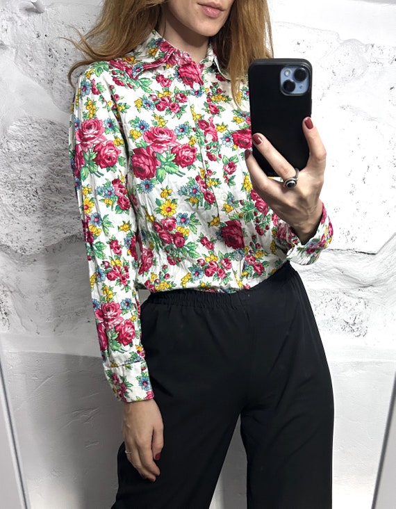 Camisa floreada mujer vintage deals