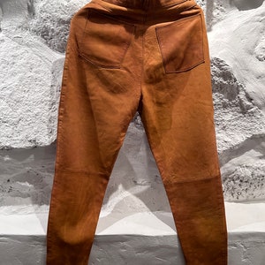 Vintage bruna läderbyxor, höga bohemiska byxor, lantlig, casual, västerländskt mode, XS bild 11