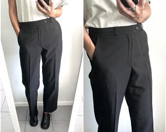 Black Classy Trousers / Vintage Pants / Unisex Classic Pants / Business Lady / Power Dressing  Pants / Suit Pants - M