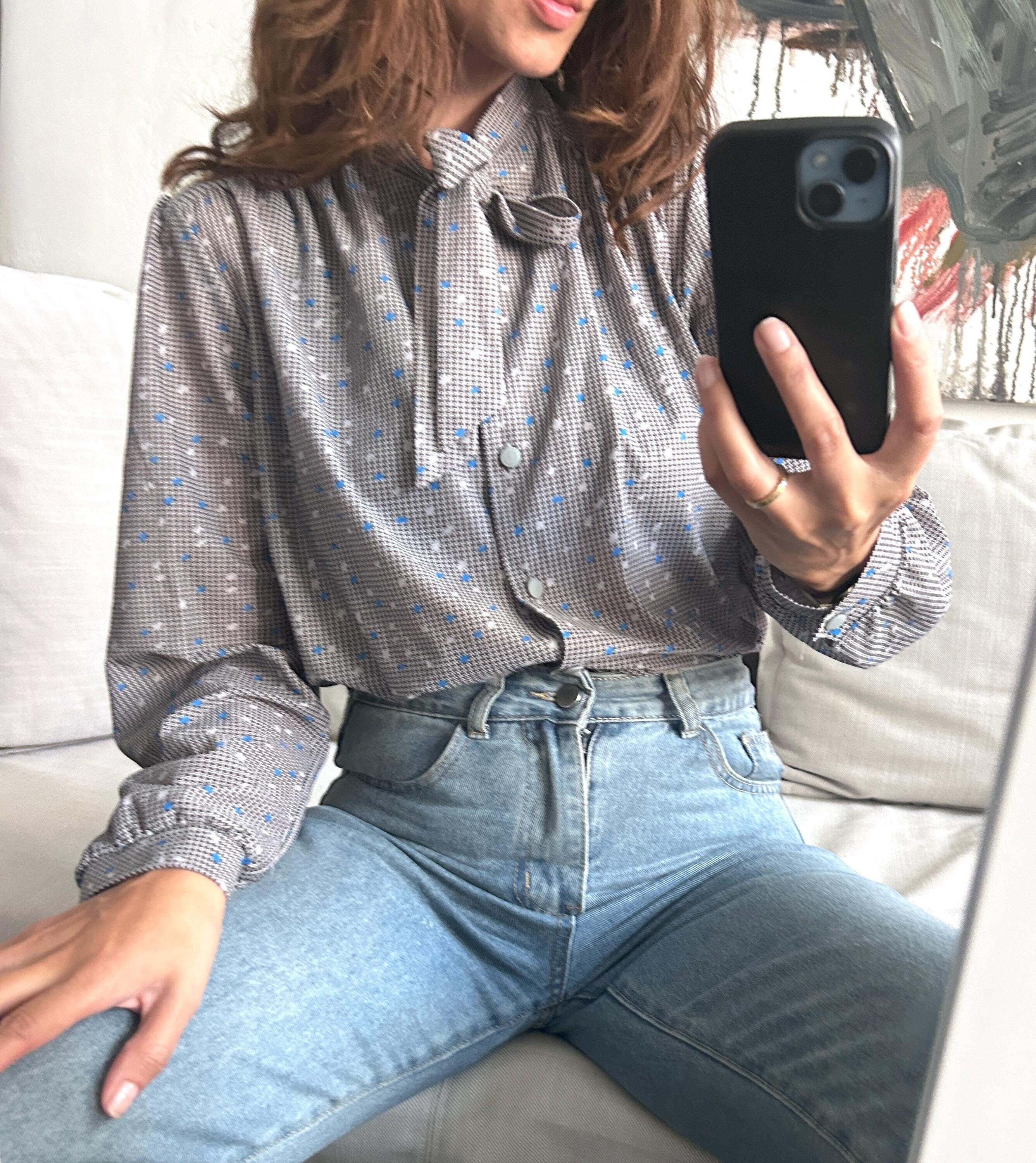 Blusa de cuello de corbata mujer sale