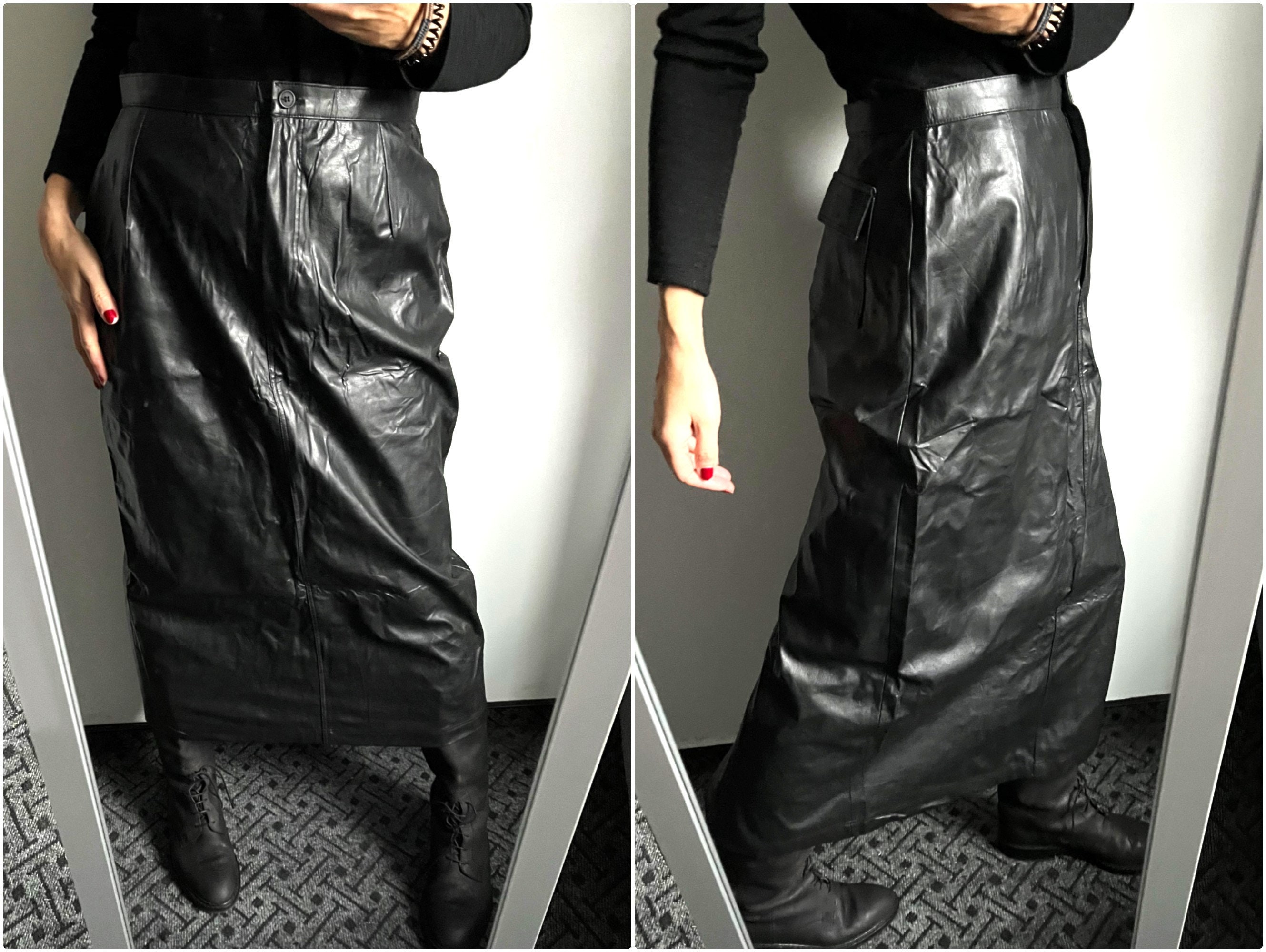 Vinyl top maxi skirt