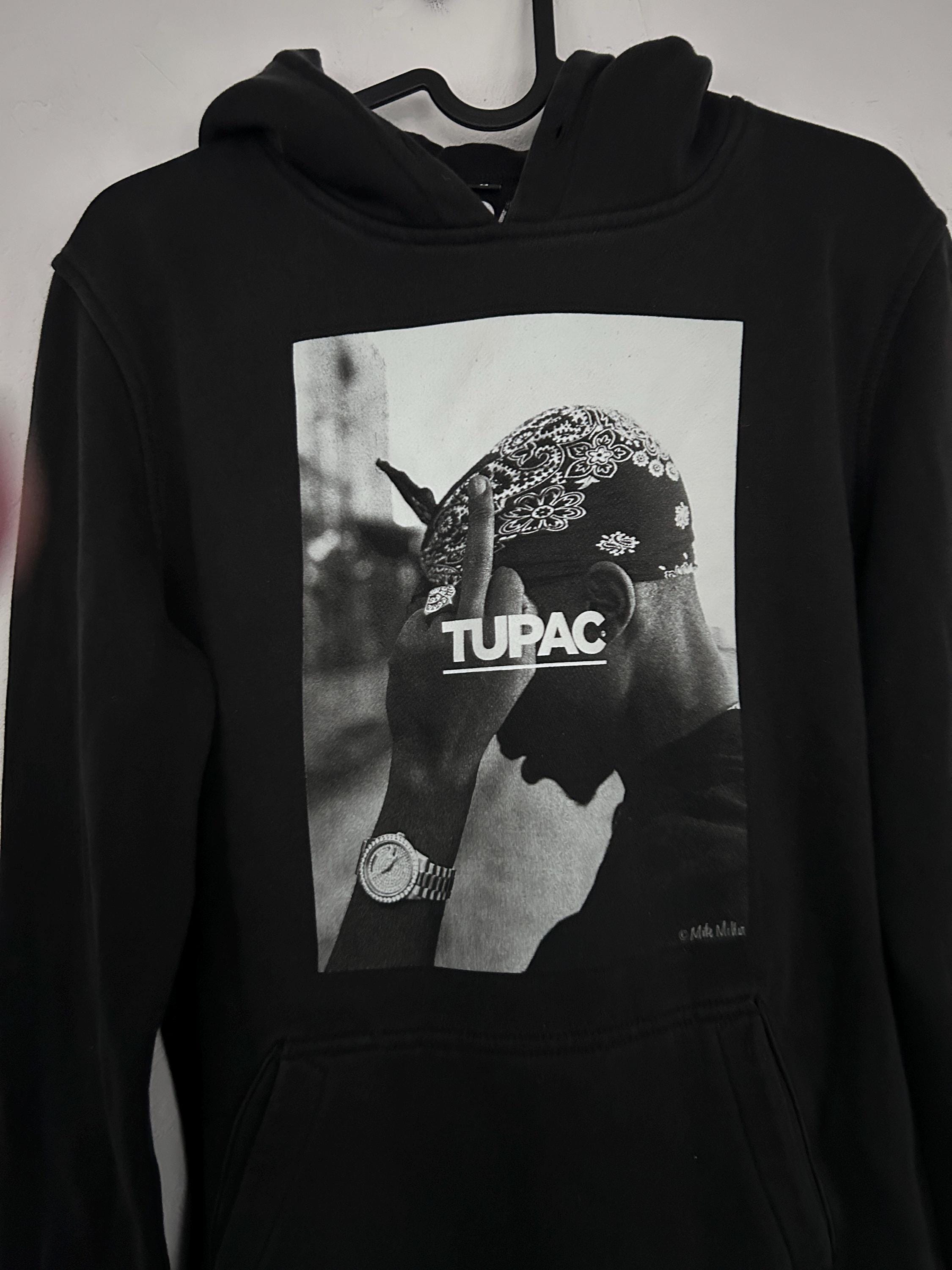 Sudadera con capucha con retrato de Tupac Sudadera con estampado