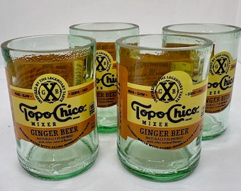 Set of 4 Juice/Shot Glasses made from Topo Chico "Ginger Beer"