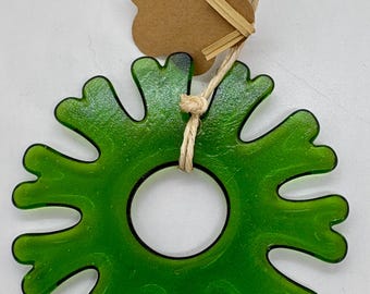 1 Green Bottle Recycled Glass Ornament