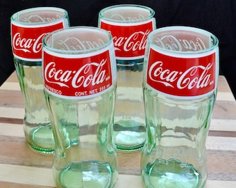 Set of 4 Recycled Mexican Bottle "Coca Cola" Glasses