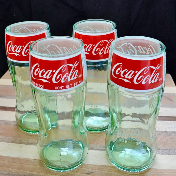 Set of 4 Recycled Mexican Bottle "Coca Cola" Glasses