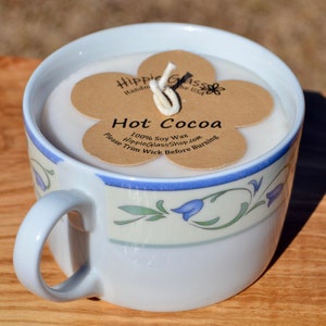 Hot Cocoa Soy Candle in Blue Flower Cup