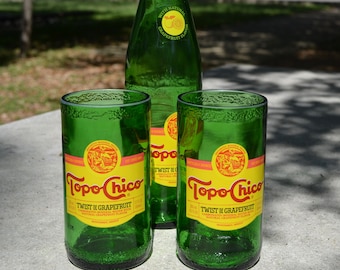 Set of 4 Topo Chico Grapefruit Bottle Glasses