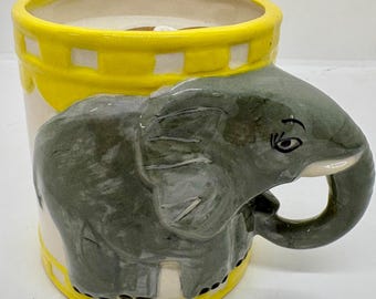 Critter Cups - Whimsical Elephant Mug filled with White Peach Sangria Scented Soy Candle