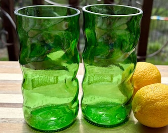 Squirt drinking glasses, made from recycled Squirt Soda bottles.