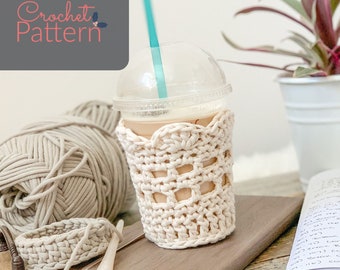 Boho Cup Cozy, Crochet Pattern, Crochet Cup Cozy Pattern, Crochet Cozy Pattern