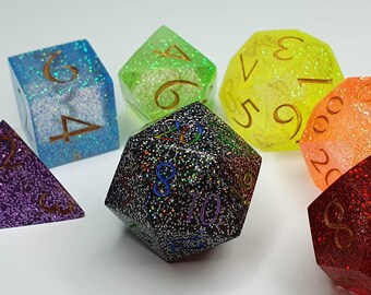 Orgulho (brilho) (conjunto de dados poliédricos artesanais de 7 peças, quaisquer falhas listadas na descrição)