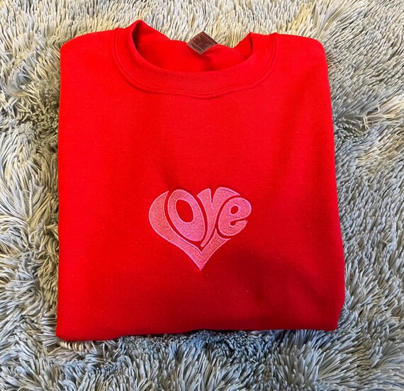 Embroidered Love Heart Sweatshirt, Valentine's Sweatshirt - Main Image