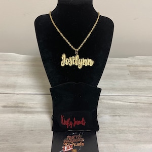 Personalized Nameplate Necklace, Custom Name Necklace Gold Rope Chain, Engraved Charm Necklace, Mother&#39;s Day Gift, Birthday Gift for Her