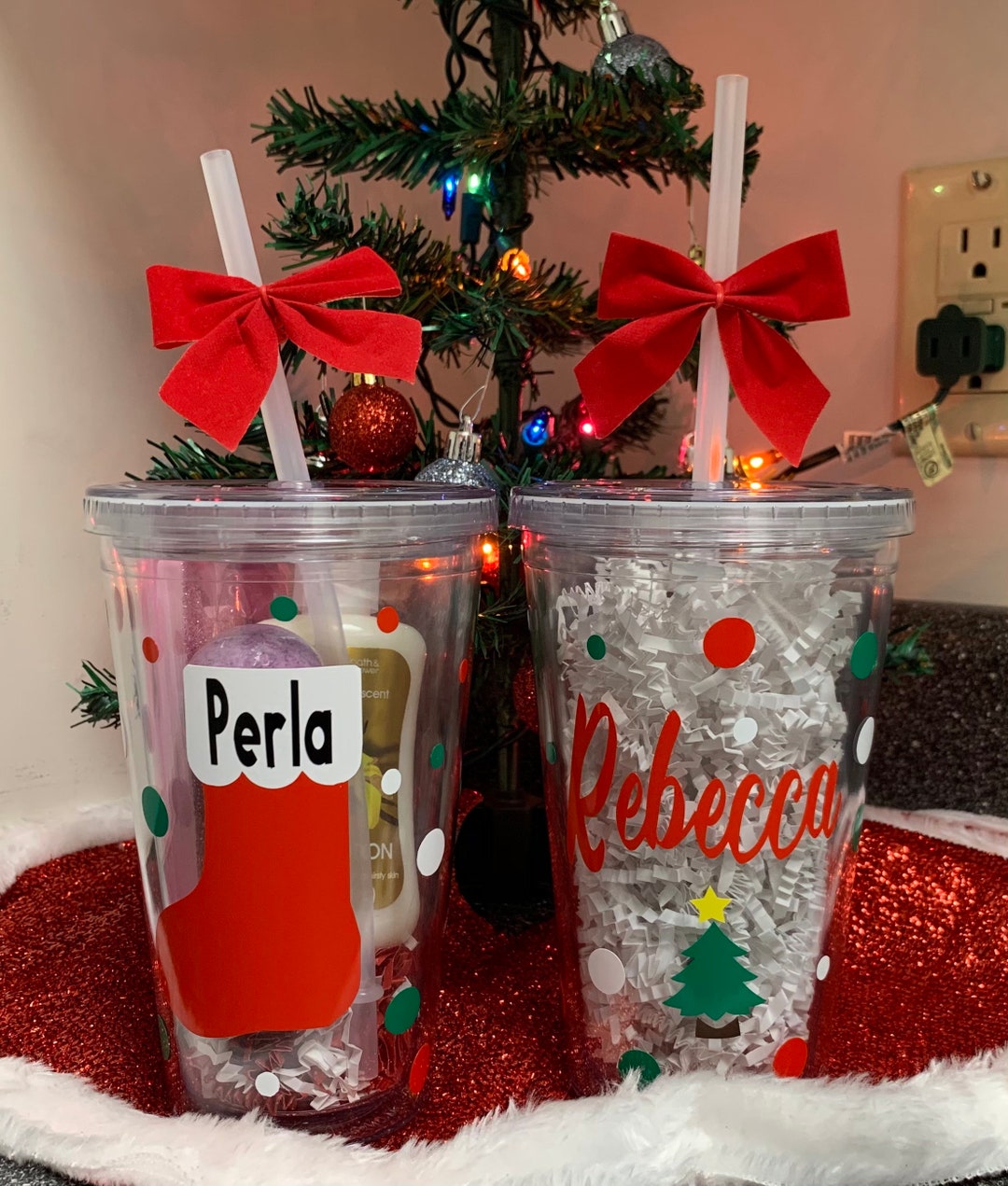 Personalized Acrylic Tumbler, Christmas Theme Tumbler, Holiday Theme