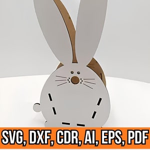 Osterhase, Korb, Silhouette. Osterkorb-Design. Laser Cut Digitale Datei. Sofortiger Download svg, dxf, cdr, ai, eps, pdf-Dateien für Cricut.