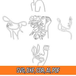 Linea arte silhouette di donna. Design della decorazione per torta con viso di signora. File digitale per il taglio laser. File Svg, Dxf, Cdr, Ai, Pdf. Signora linea arte.
