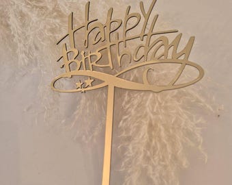 Gold Mirror Acrylic Happy Birthday Cake Topper: Reusable Party Decor