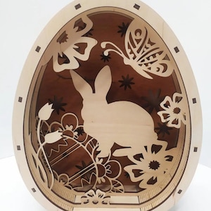3D Easter Egg Bunny, Multilayer Laser Cut File (svg, dxf, cdr, pdf, ai)