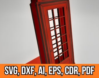 British Phone Booth Phone Stand - Svg, Dxf, Ai, Eps, Cdr, Pdf Files Included