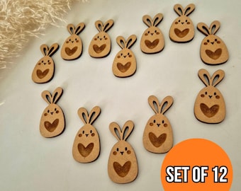 Easter Bunny MDF Embellishments: DIY Craft Rabbits, Set of 12