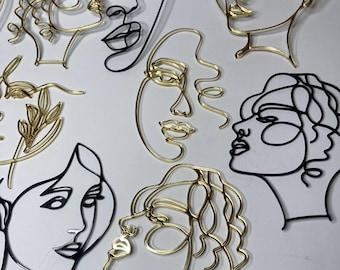 Line Art Acrylic Cake Topper: Modern Female Silhouette Party Decor