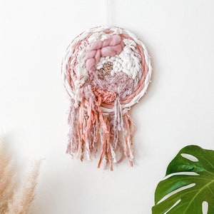 Pink Breath | Circular Weave | Wall Decor | Fiber art | Wall round hanging | Woven Art