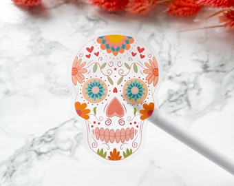 Mexican Skull Clear Vinyl Sticker, Waterproof Sticker, Vinyl Sticker, Gift, Glossy, Clear, Transparent, Quote Sticker, Motivational, Decal